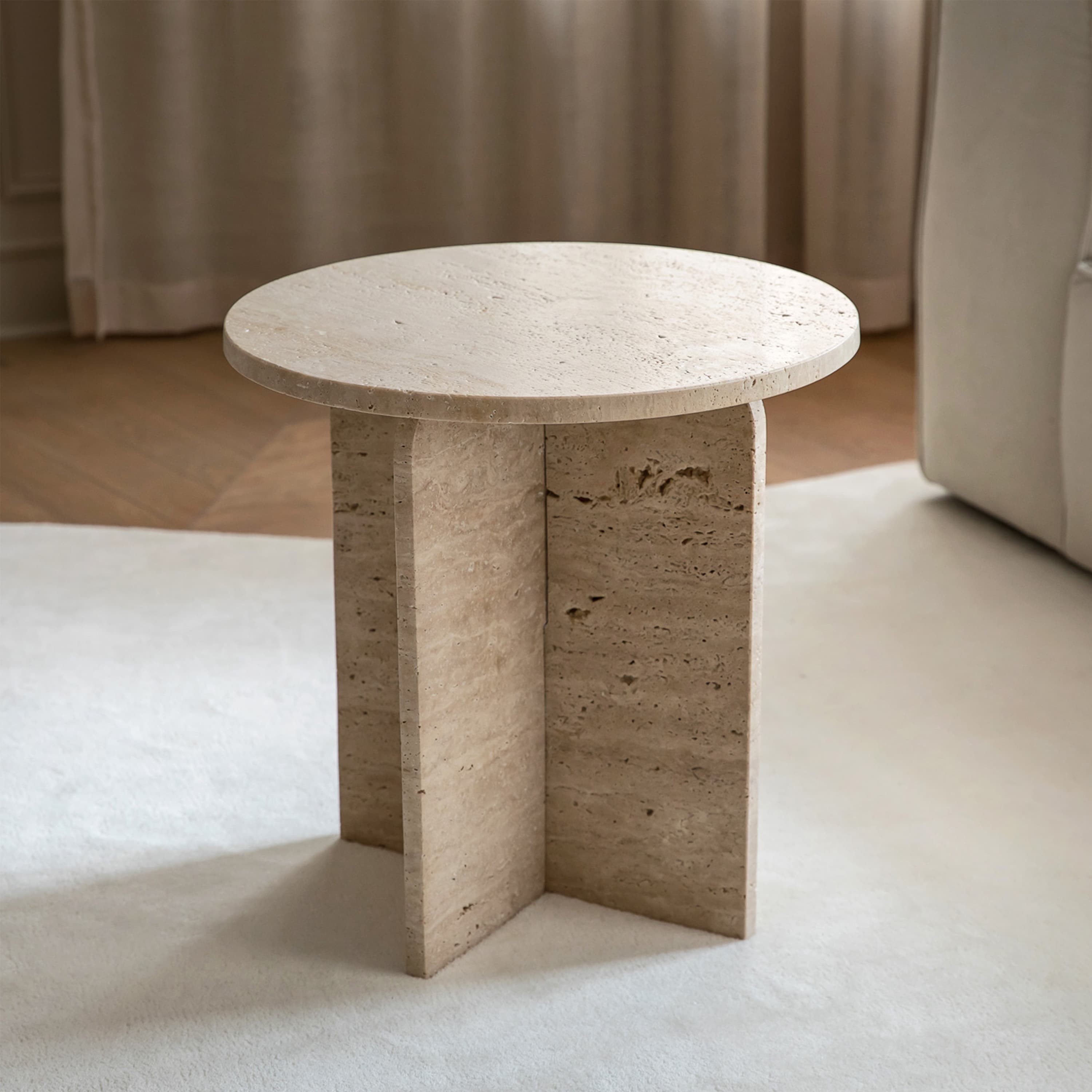 Travis Sidobord Travertin Ø50