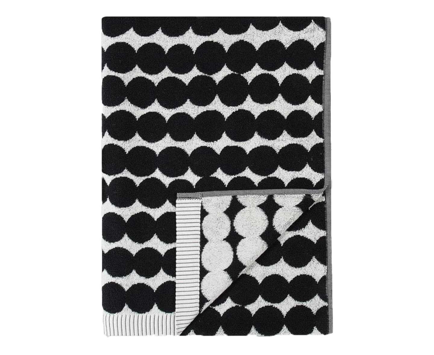 Räsymatto Handduk Svart/Vit 70x150