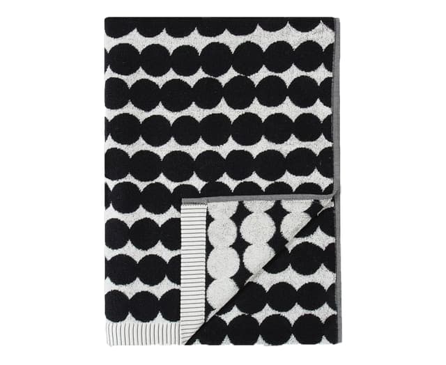 Räsymatto Handduk Svart/Vit 70x150