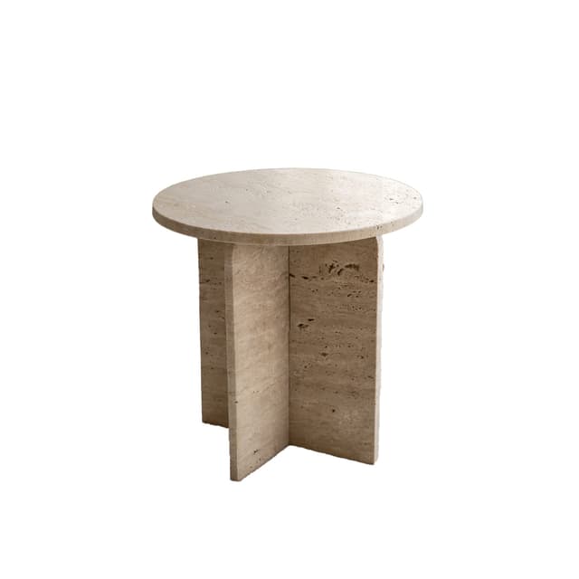 Travis Sidobord Travertin Ø50