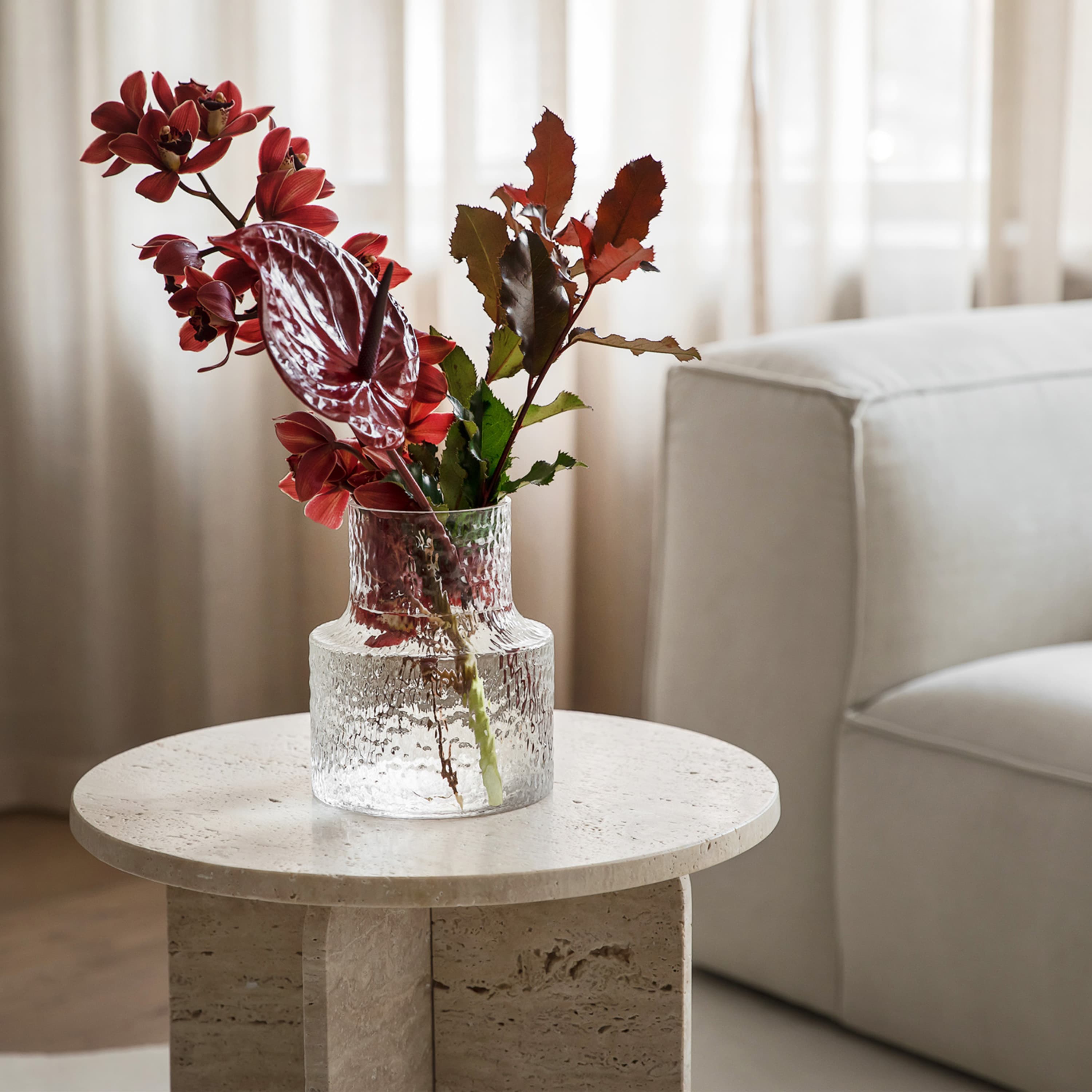 Travis Sidobord Travertin Ø50