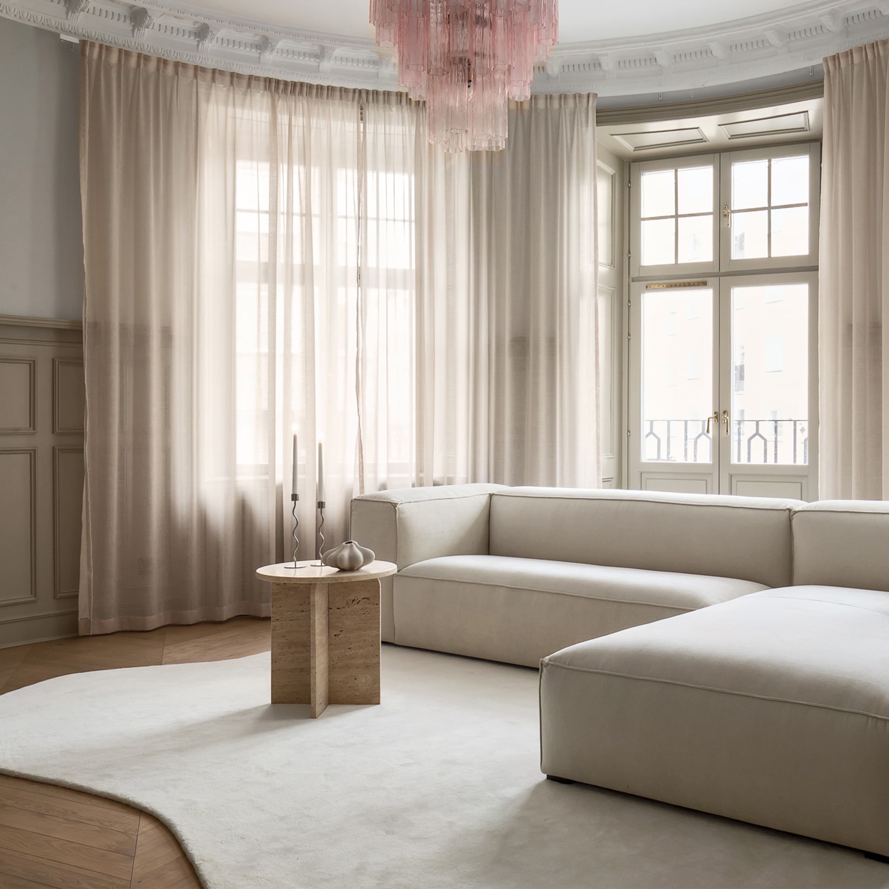 Travis Sidobord Travertin Ø50