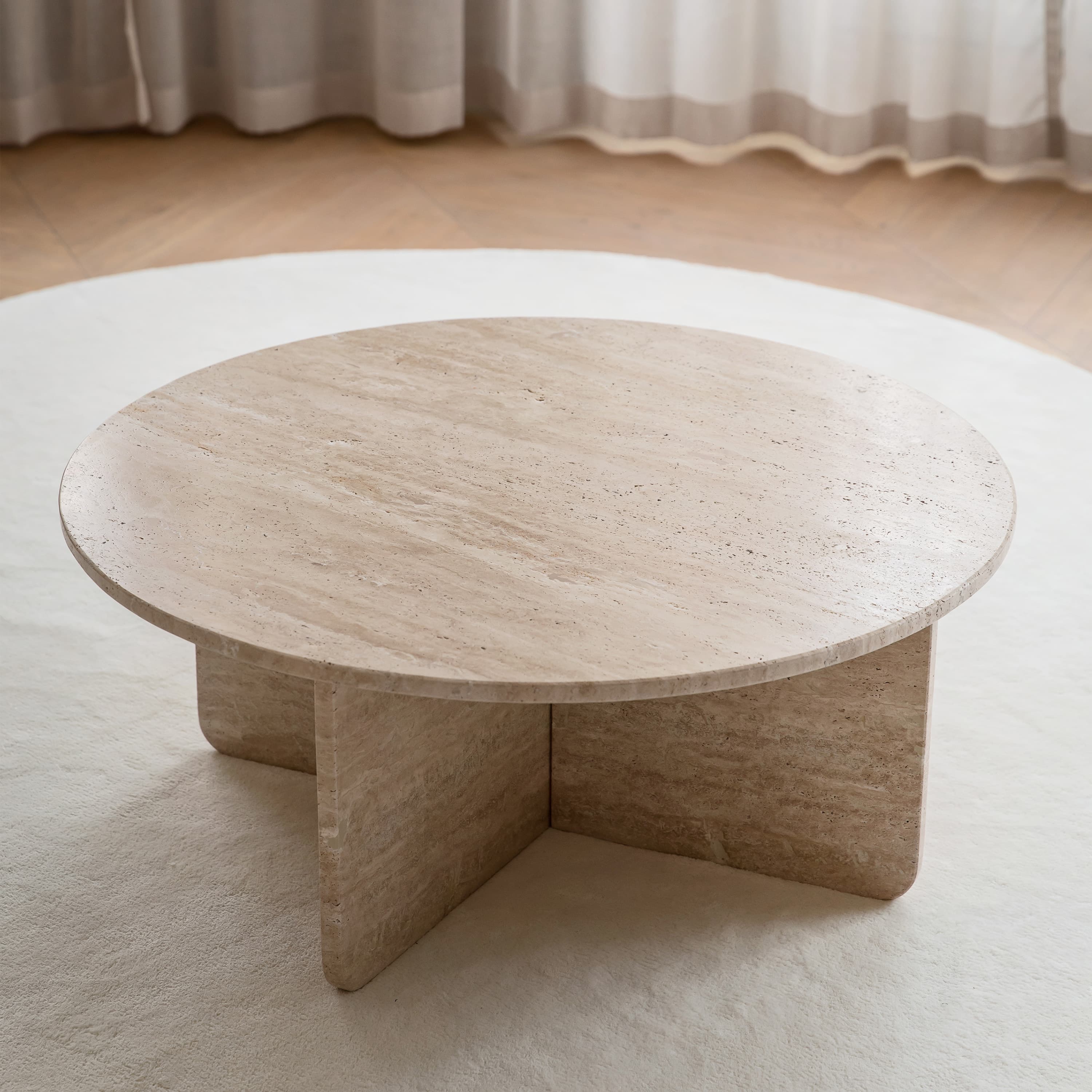 Travis Soffbord Travertin Ø85