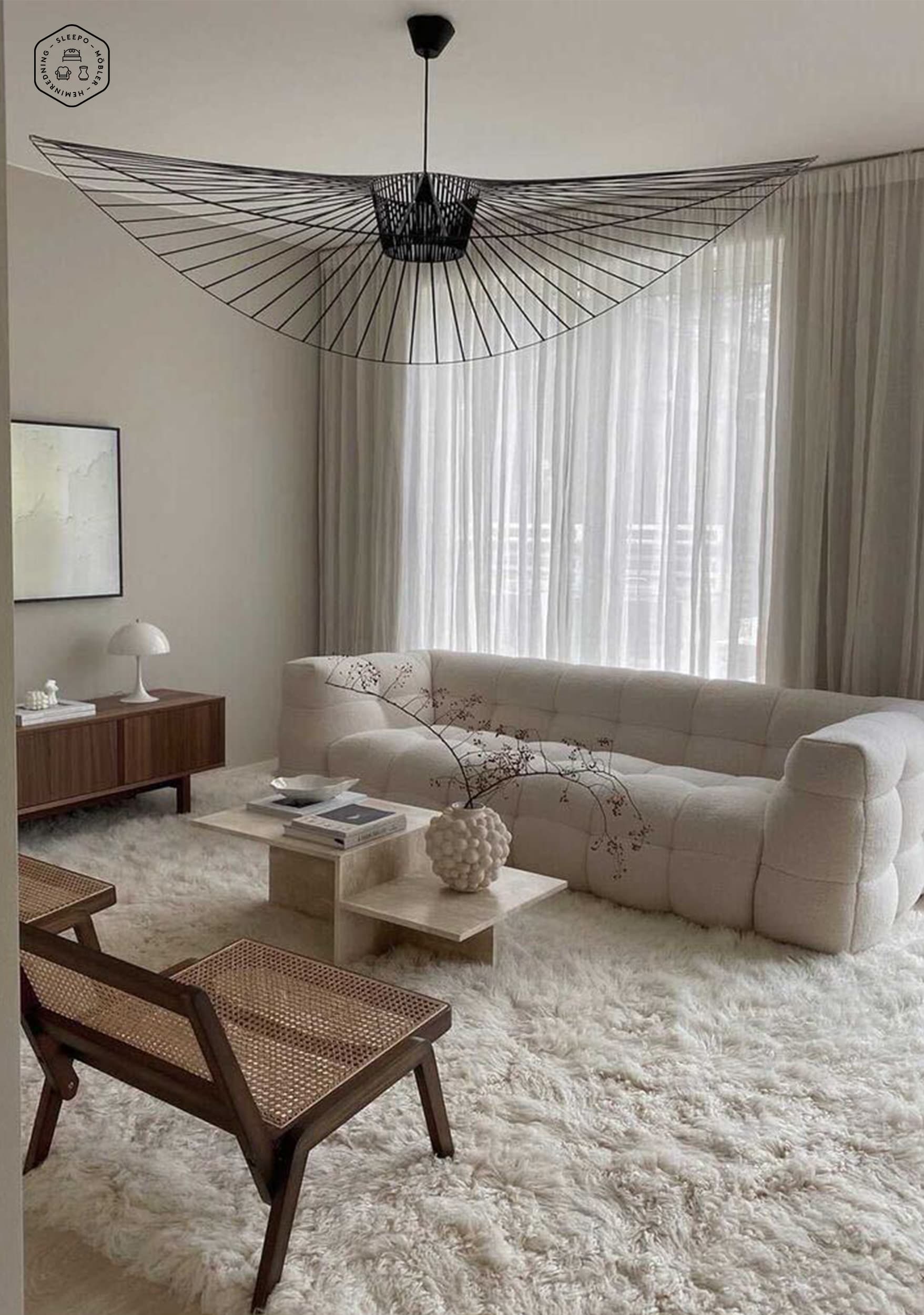 Fluffy Flokati Matta White Ø200