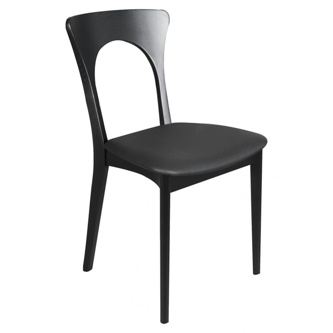 Peter Matstol Svartlaserad Ask/Svart Läder