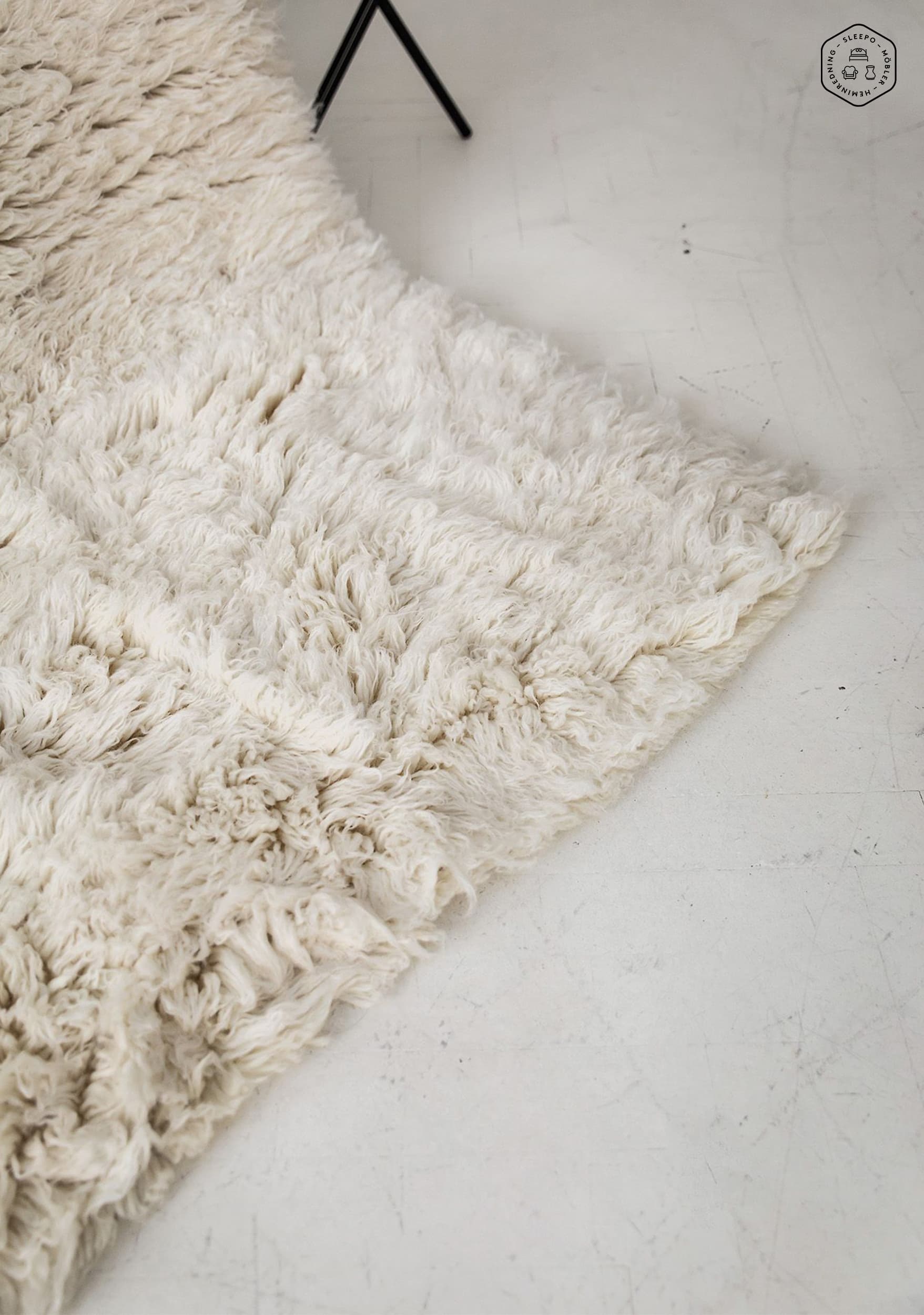 Fluffy Flokati Matta White Ø200