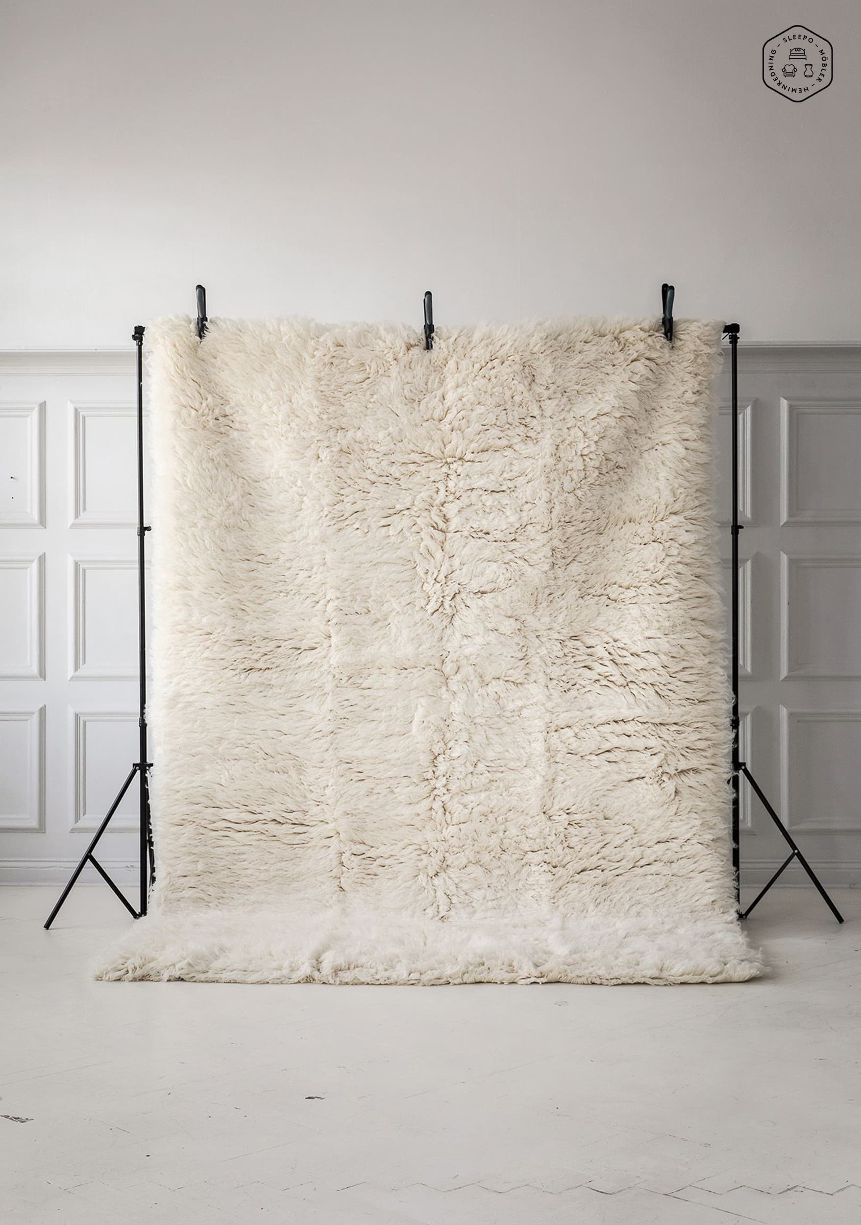 Fluffy Flokati Matta White Ø200