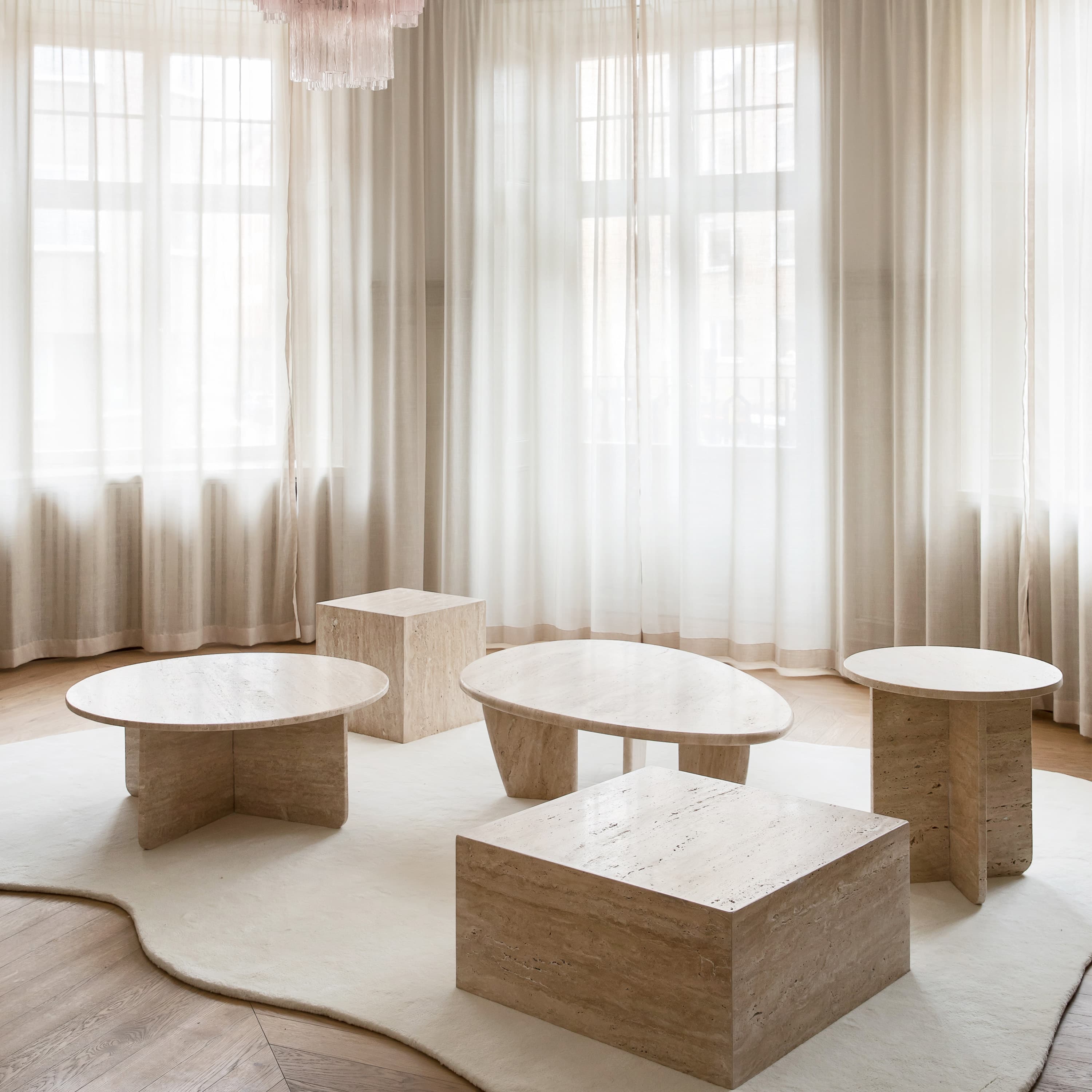 Travis Sidobord Travertin Ø50