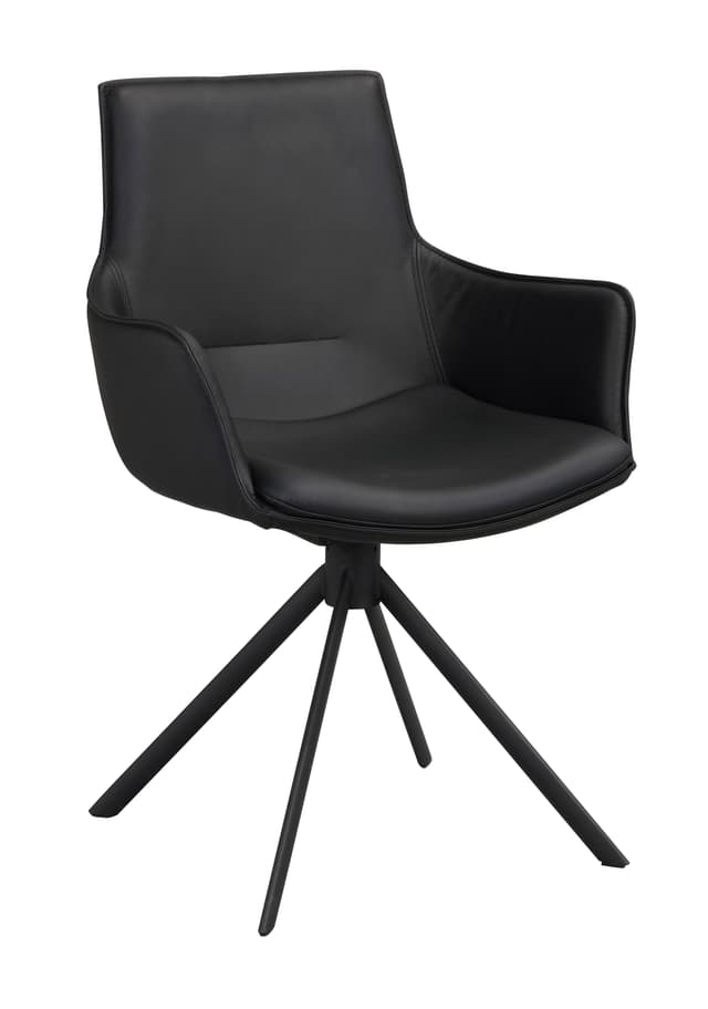 Lowell Karmstol Snurrben Läder Svart