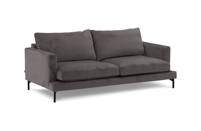 Olivia 3-sits Soffa Sammet Mörkgrå 206cm